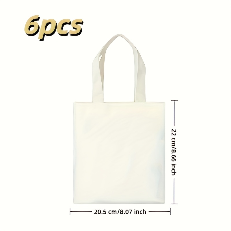 Image of 6pcs 8.6 X 8 Inch Mini Tote Bags Sublimation Blank Canvas Tote Bags Reusable Shopping Bags Gift Bags For Bags ()