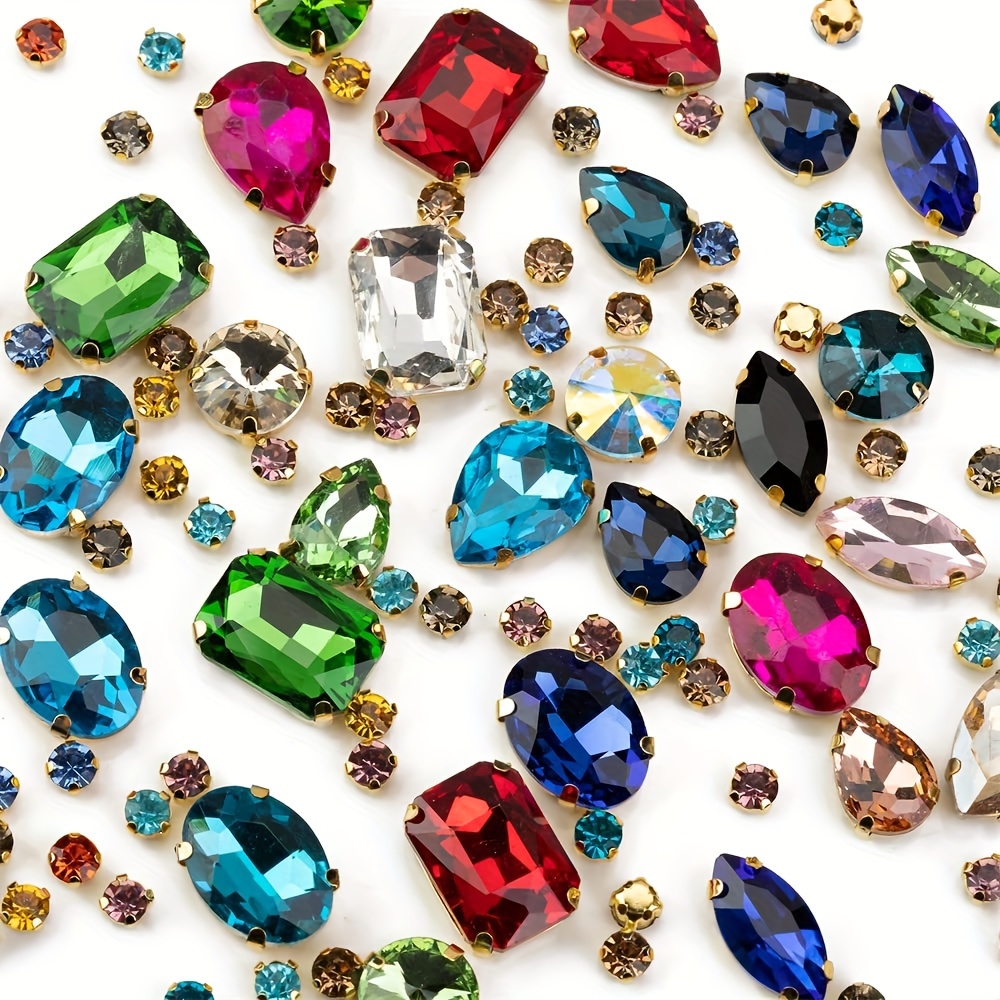 

130pcs Assorted Glass Rhinestones With For And Clothing Accessories - Mixed Colors, Hand- Gems, No Power Supply Needed