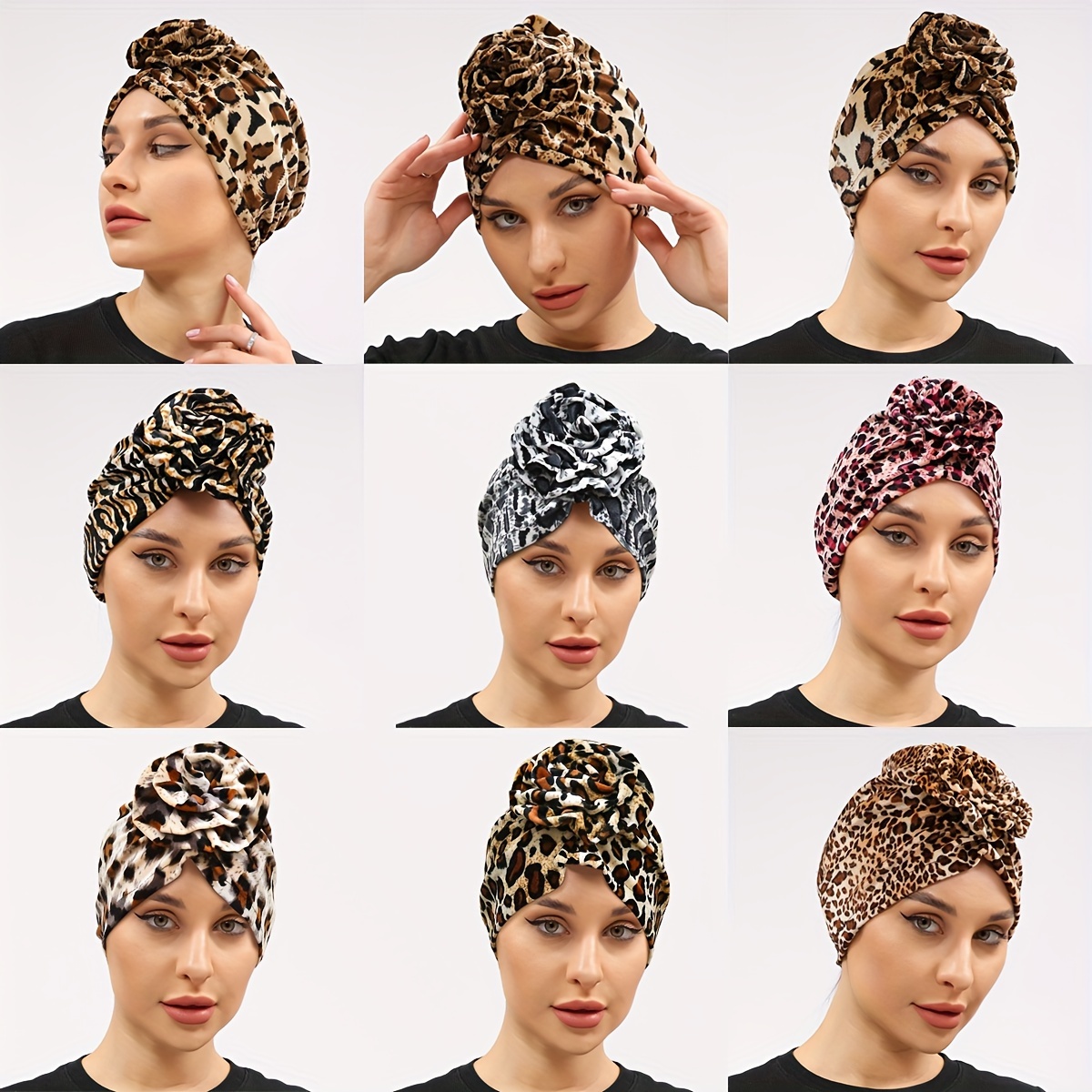 

1pc Colorful Patterned Leopard Print Turban Cap Hijab Lightweight Elasticity Beanies Chemo Hat Ramadan Turbans For Women