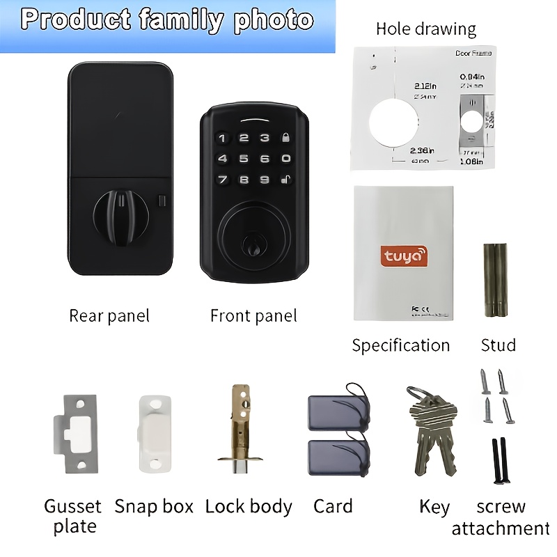 TEMU Keyless Door Lock, Multifunctional Home Security Lock, 3-in-1 Unlocking (, App, Key), Features A Virtual To Prevent , 4 Aa Batteries (batteries