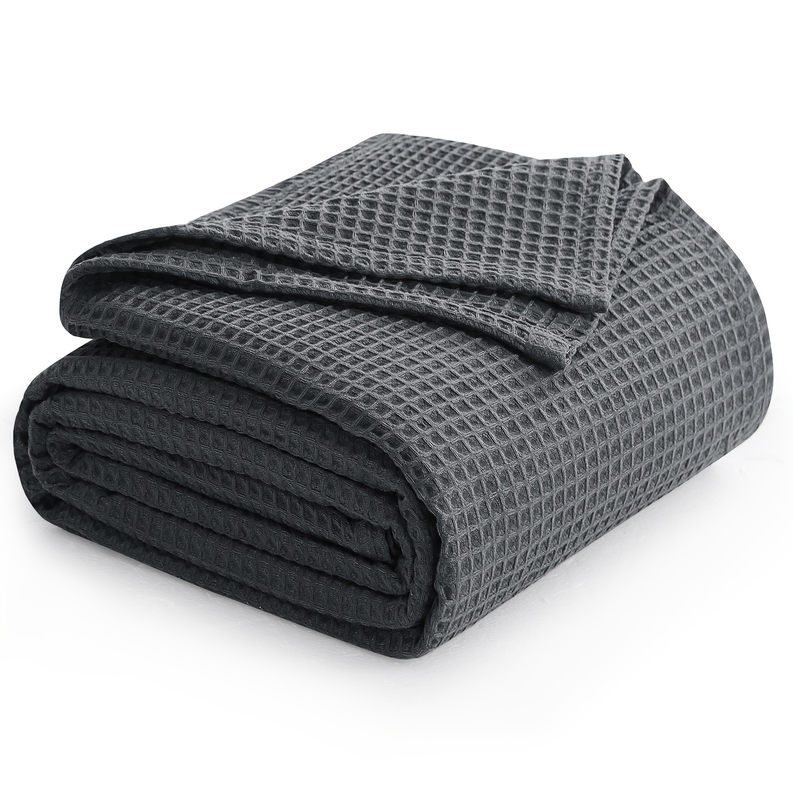 TEMU 1pc Full Size Waffle Blanket, High Gsm, Throw Blanket, Solid Color Easy Style - Soft, Warm, And Comfortable, Suitable For Sofa, Bed, Office, And