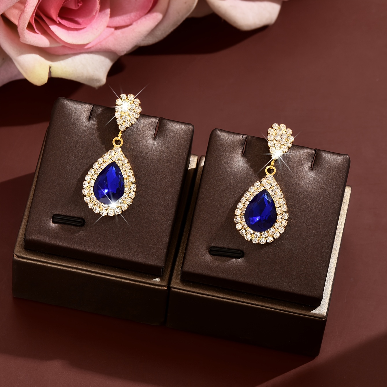 Retro Style Sparkling Water Drop Earrings