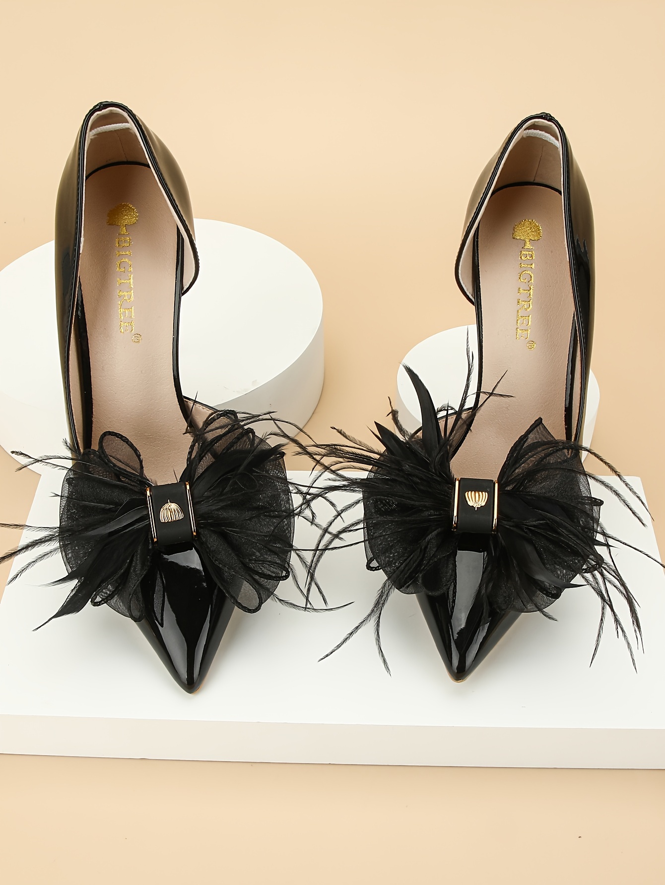 2pcs Feather Mesh Bowknot Design Shoe Clips, Detachable Wedding Shoe Decoration Accessories For High Heels