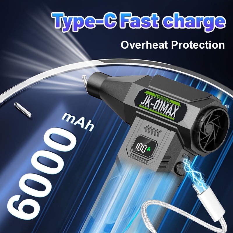 2026 Model Yard Lawn Leaf Blower Snow Blower, USB Rechargeable Dual-Use Car and Home Cleaning Dust Blower Fan, High-Pressure Handheld Turbo Jet Fan, Summer Cooling Fan Suitable for All 12 Months, 9000000 RPM High-Speed Brushless Motor, Built-in 2
