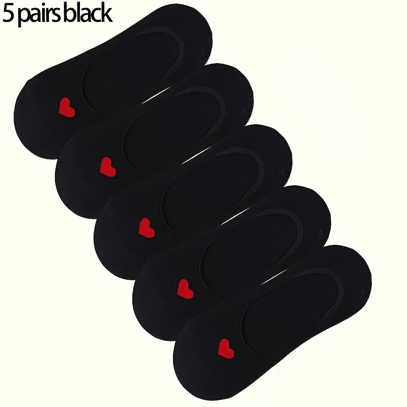 3/5/10 Pairs Of Heart Invisible Socks, Lightweight Unisex Socks, Breathable Moisture-wicking Short Socks