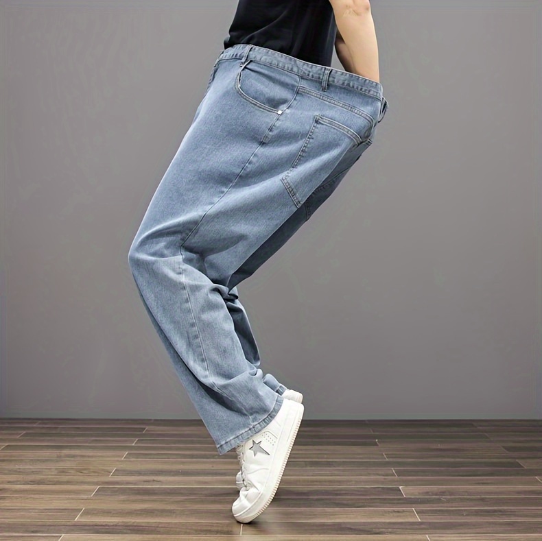Plus Size Men's Soft & Comfy Jeans - Casual Loose Fit Denim Pants with Pockets, Stretch Rayon Blend for Fall/Winter, PLUS SIZE