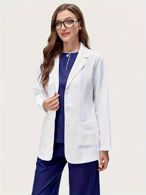 Damens Krankenschwester-Scrubjacke – Robuste Laborjacke mit Knopfverschluss, verstärkte atmungsaktive Arbeitsbluse für , , Labor – Professionelle Pflegeuniform (keine Zubehörteile enthalten) – Ideales Geschenk für Krankenschwestern, bekleidung, klassischer Kragen, langlebiger Scrub-Stoff, A-Linien-Silhouette, hochwertiges Material, medizinische Fachkräfte