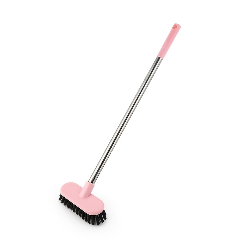 TEMU 1pc Long Handle Hard Bristle Floor Brush, , Bathroom Kitchen Cleaning Brush Toilet Brush, Durable Dense Pp Bristles Non-deformable, Ideal For