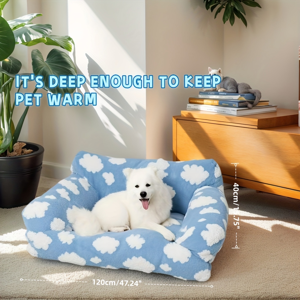 cozy cloud pattern pet sofa bed for dogs cats large   soft warm detachable cover ideal for indoor outdoor use   sofa bed   design durable polyester cover pet beds Product details 1