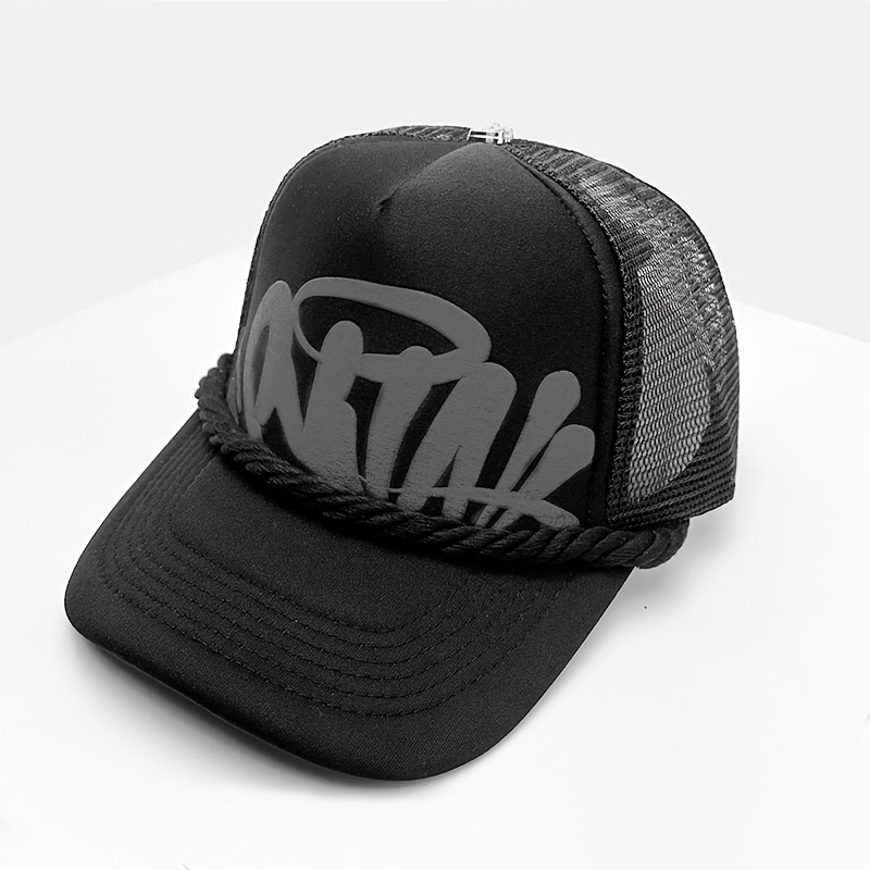 TEMU Men' & Women' Adjustable Half-mesh Trucker Hat With Embroidered Cap Compatible For Hip-hop Streetwear, Breathable Baseball Cap Suitable For