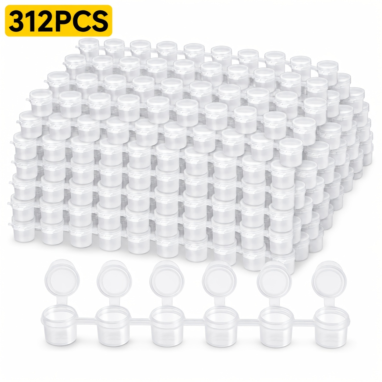 TEMU 312pcs Récipients de stockage de peinture vides, gobelets de mélange de couleurs, pots de peinture en plastique durable de 2 ml/0,06 oz,