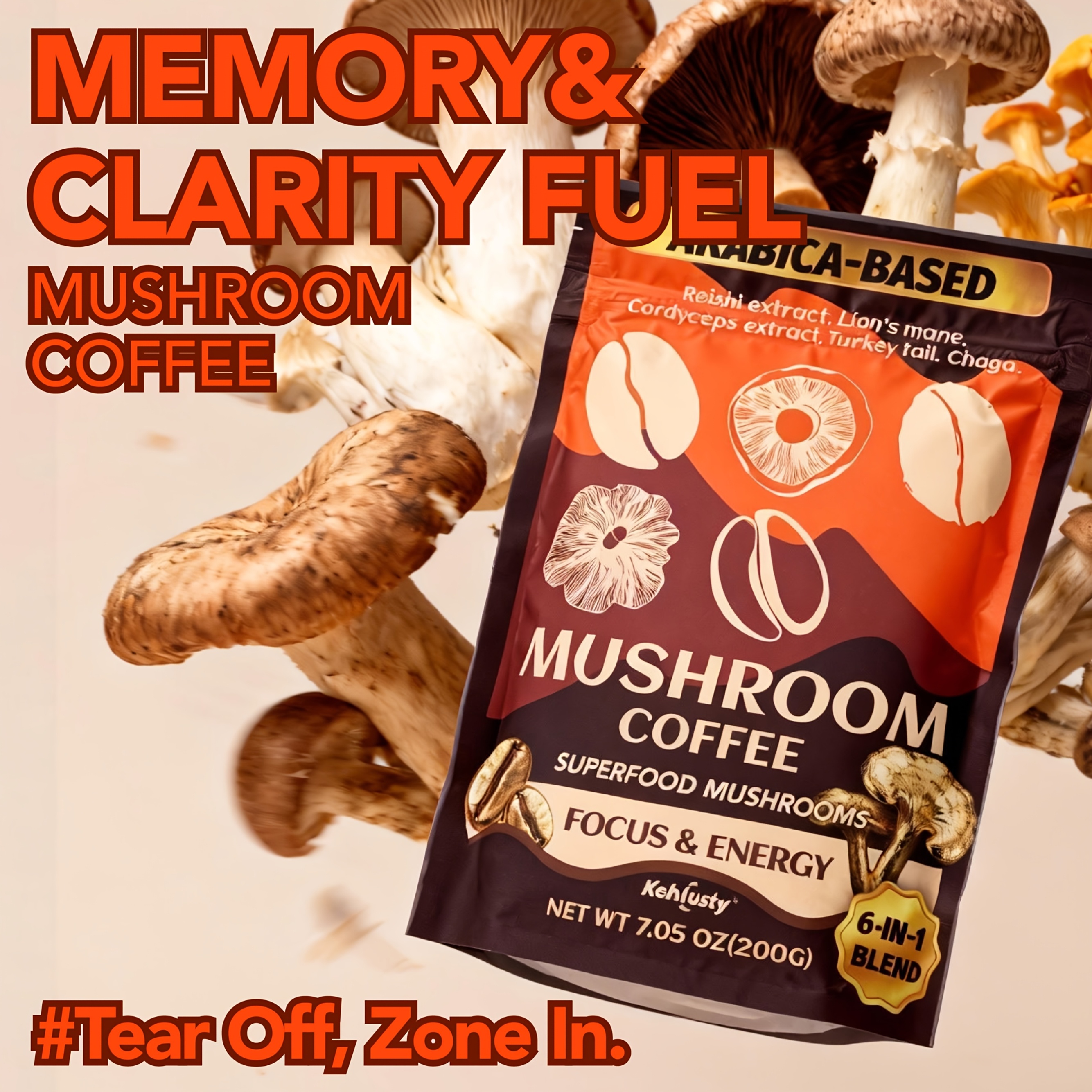 GreenPeople Organic Mushroom Coffee – 10-Mushroom Blend (Lion's Mane, Cordyceps, Turkey Tail), 6.2oz, 60 Servings, Immune Support 3 thumbnail image