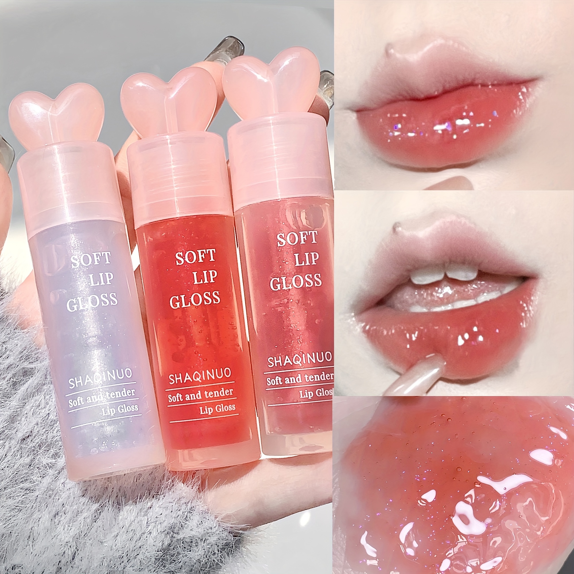 

Light Soft Dewy Finish Lip Gloss, Moisturizing And Hydrating, Nourishing Tinted Lip Oil Lip Glaze, Glossy And Translucent, Glitter Plump And Juicy Jelly Glass Lip Gloss