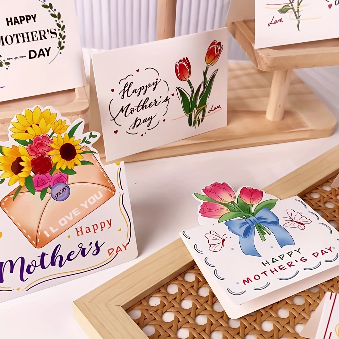 Mother's Day Card Pop Up Cards, Handmade 3D Greeting Cards With Note Card And Envelope, Popup Gift Cards For Birthday And Get Well (Flower Bouquet