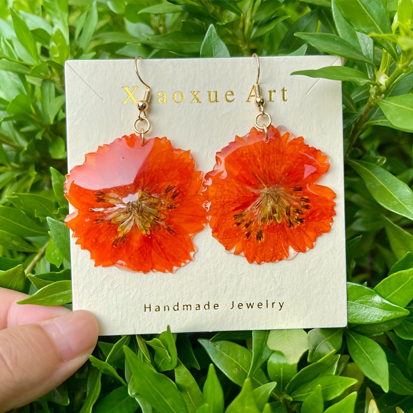 E-shop Echte -Blumen-Ohrringe, handgefertigte gepresste Gänseblümchen-Harz-Ohrringe, getrocknete -Blumen-Langohrringe, Geburtstagsgeschenk für Sie