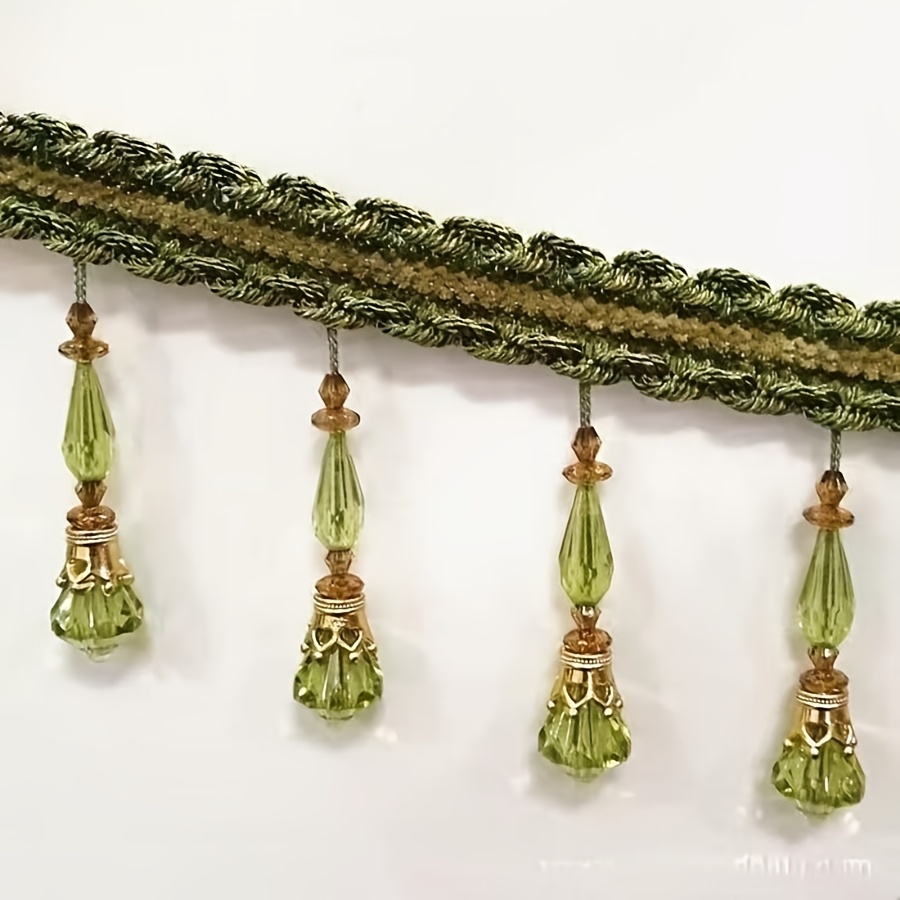 TEMU Pendentif à perles acryliques de 89 cm de long, dentelle tissée large à pompons de perles, rideau à dentelle à pompons de perles, accessoires en