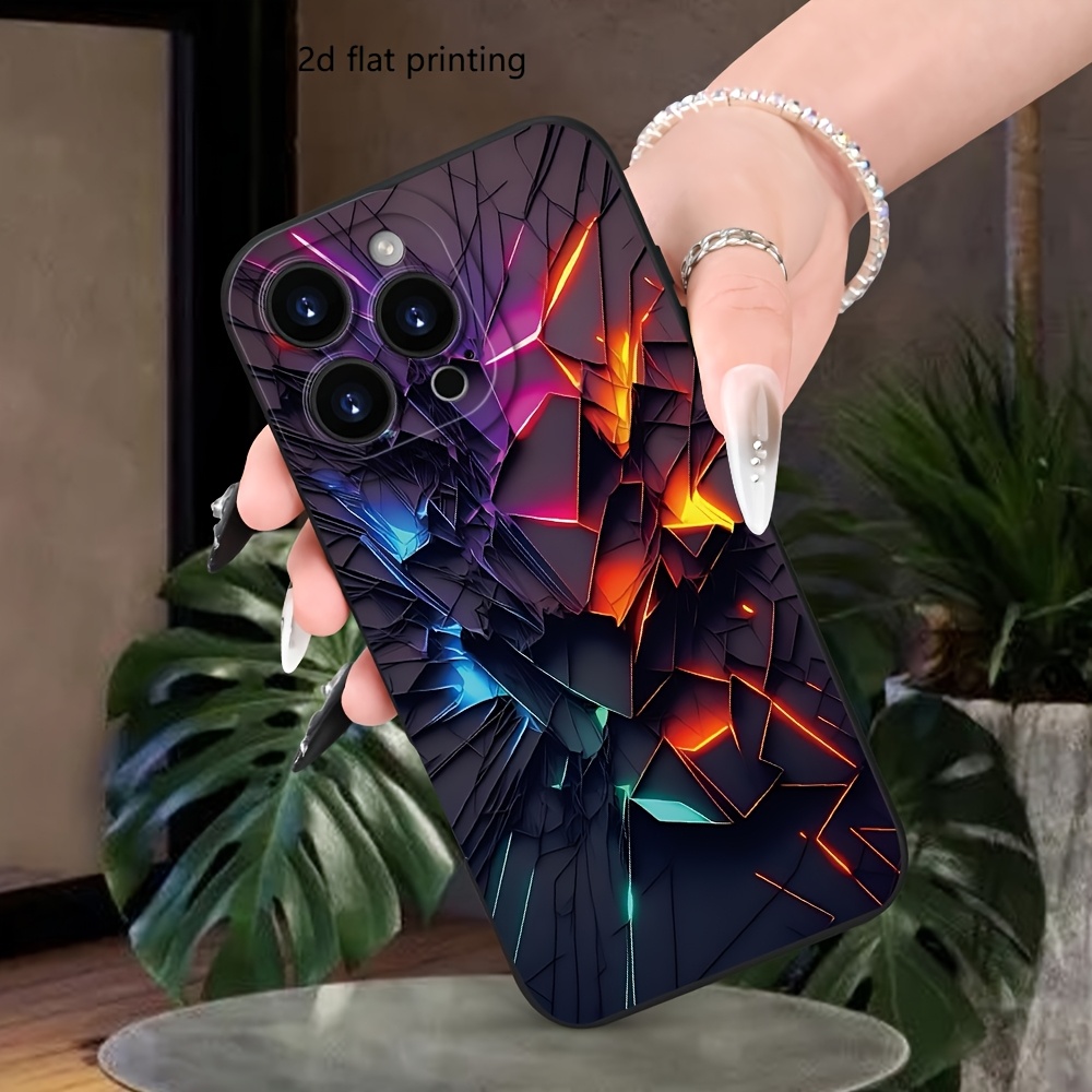 TEMU Phone Case - [2dflat] Fashionable Creative Mecha Pattern, Unisex, Textured And Comfortable Grip Phone Case, Tpu Material Anti-fall Full Coverage