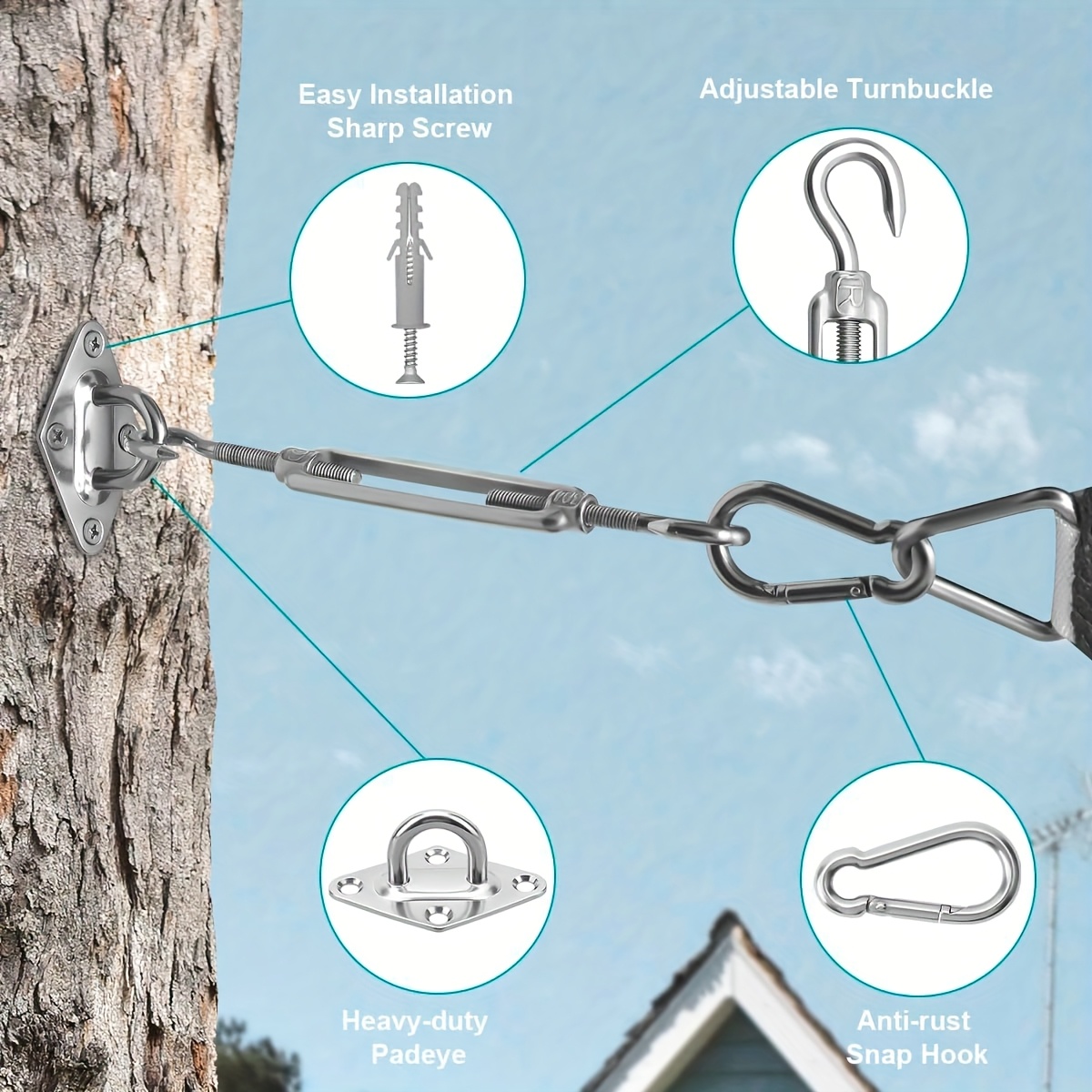 100% Sun Shade Sail with Hardware Kit Canopy Polyester Fabric Shade Cloth for Outdoor Patio Backyard