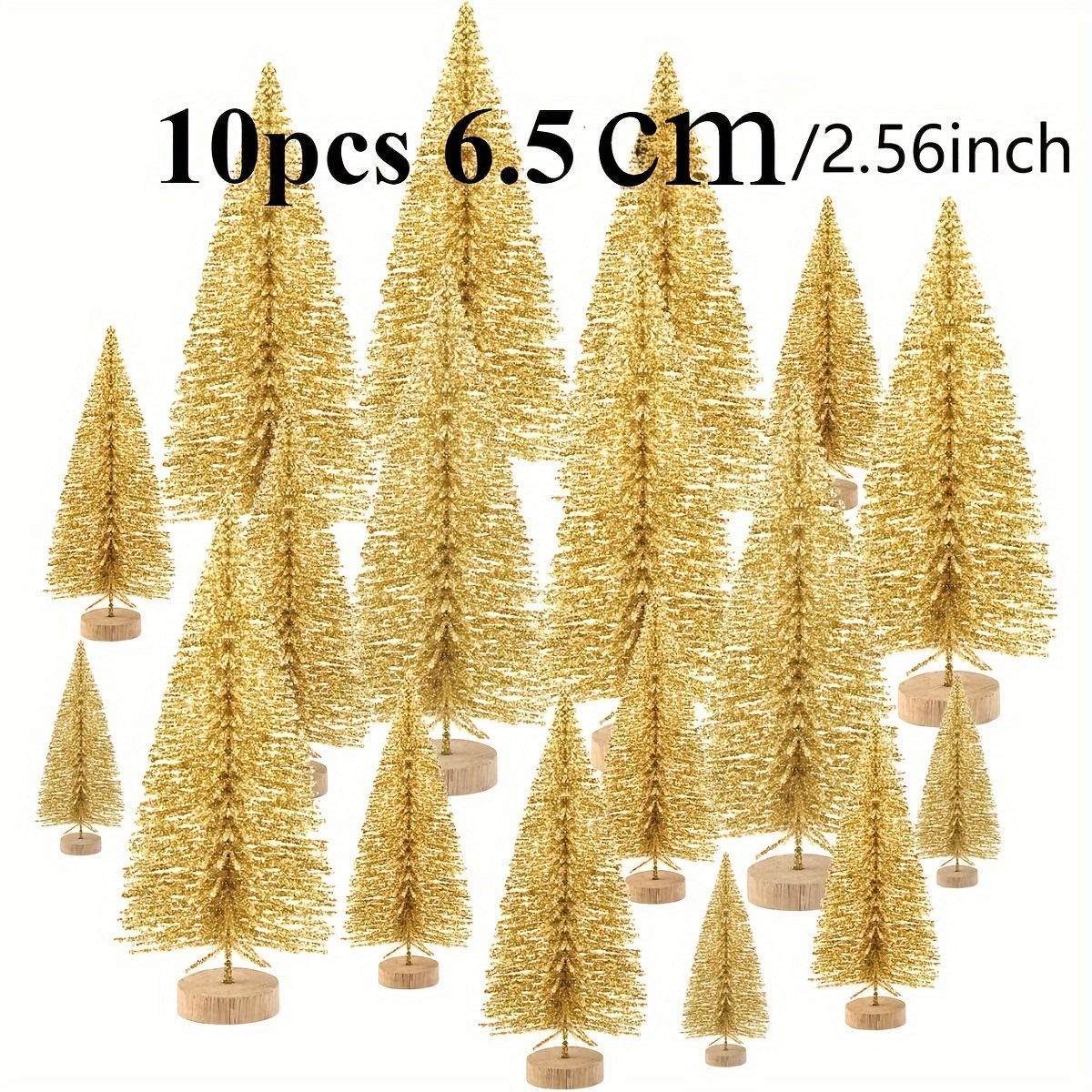 

10pcs Mini Christmas Trees - Bottle Brush Tabletop Models For Diy Holiday Decor & Party Supplies, Christmas Decor