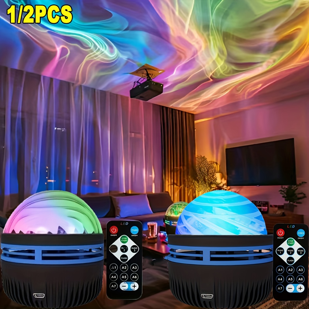 

2/1pc Aurora Lights Projector, Projector With Remote Control, Mini Night Light Projector Lamp, For Bedroom/ceiling/party