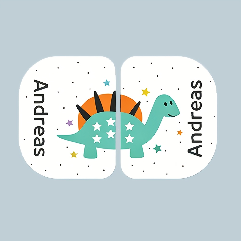 TEMU Personalized Kids Dinosaur Shoe Name Tags - Custom Name/initials/number Labels With Pair Suitable For Boys &, 5 Dinosaur Patterns, Safe Round