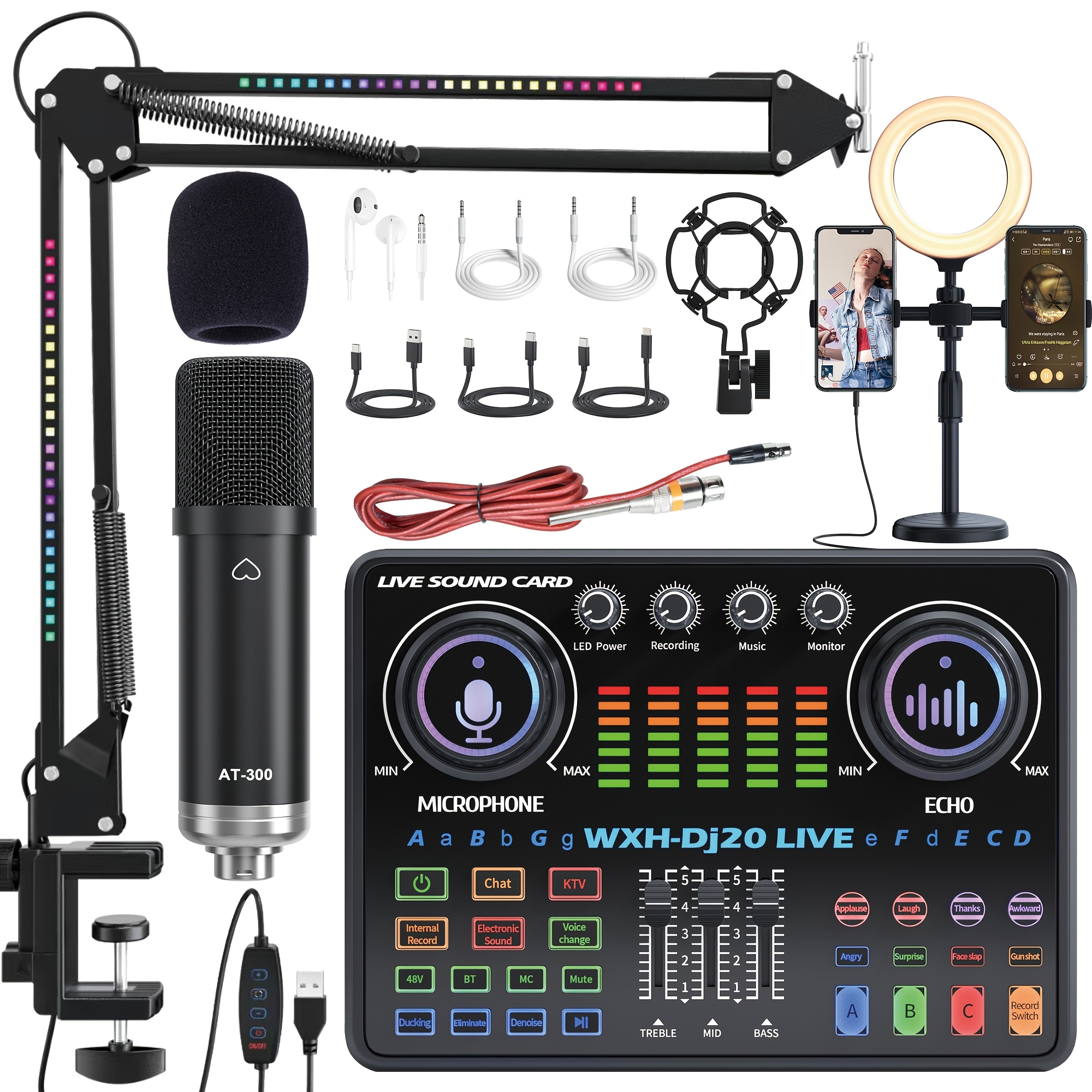 dj20 live sound card audio interface plus wired - Temu