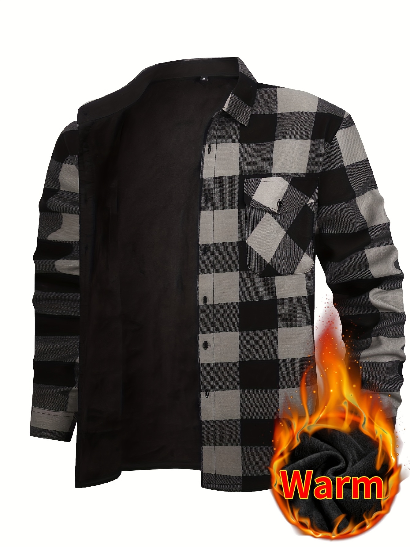 Men'S Winter Plaid Shirt 2025 | Brushed Fleece Lined Heavyweight, Outdoor Comfort Cold Weather Essential, Ultra-Warm Fleece Interior, Casual Style With Lapel Collar, Long Sleeve Shirting For Fall/Winter, Valentine'S Day Gift