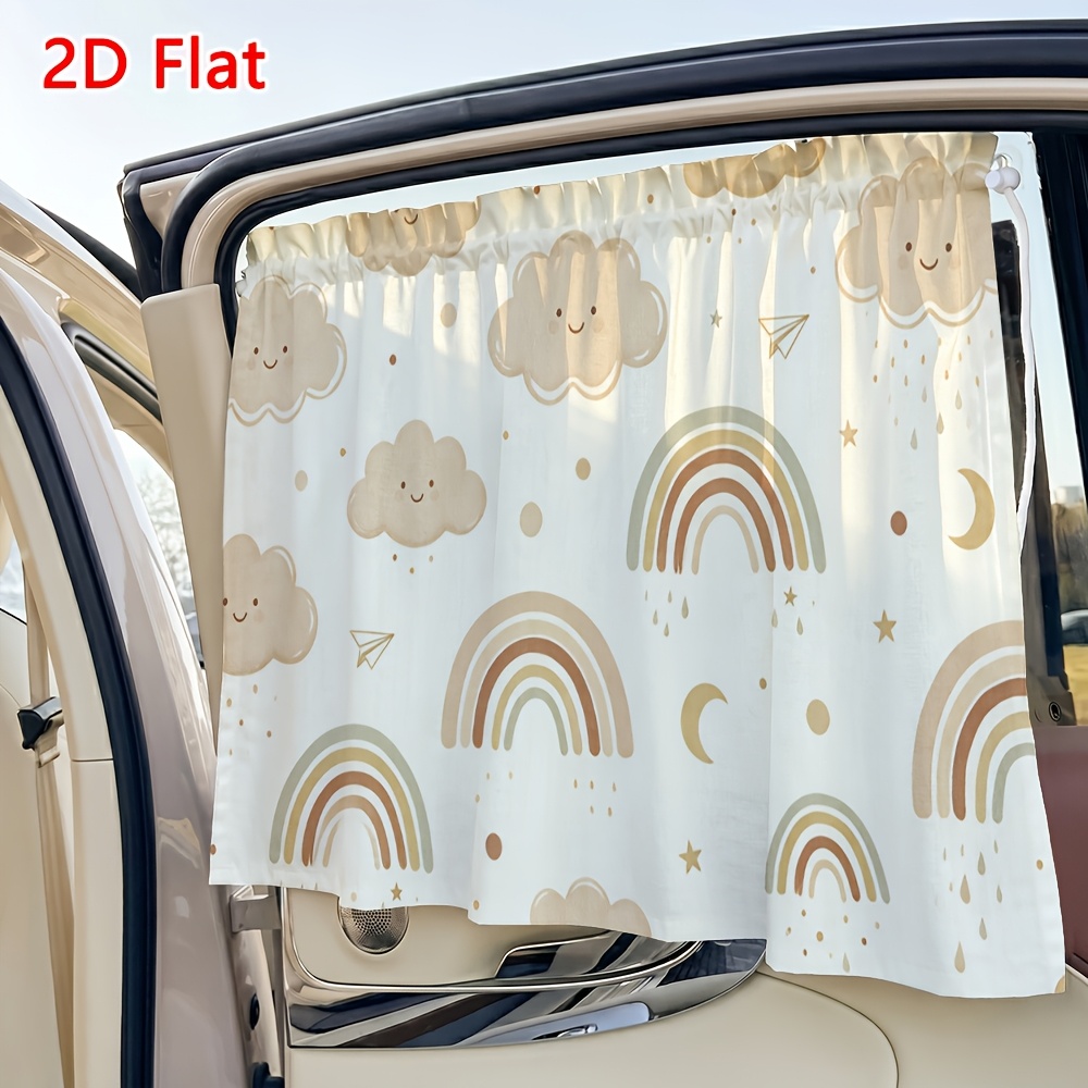 TEMU 1pc Car Sunshade, Modern Colorful Cloud Print Adjustable Car Sun Visor, Suction Cup Car Window Side Curtain, Summer Sun Protection And Heat