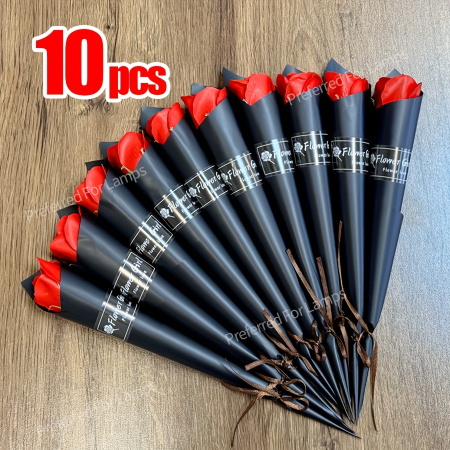10pcs Realistic Artificial Rose Flower Bouquet For Weddings, Birthdays, And More - Long Stem Roses For Floral Arrangements And Home Decor - Perfect Gift For Valentine's Day, Day, And Birthdays