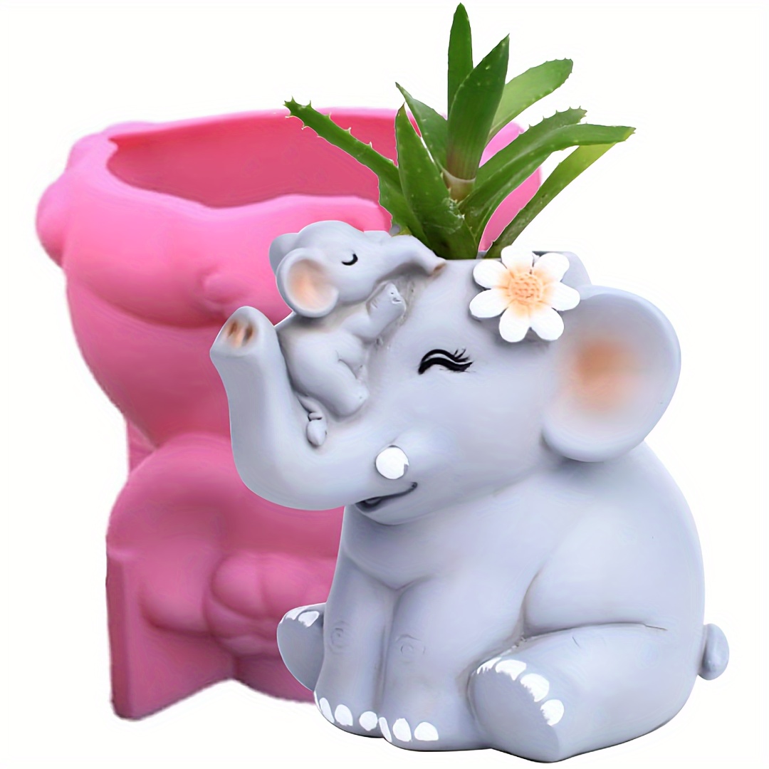 

Versatile Elephant Family Silicone Mold For Succulent Pots, Pen Holders & Crafts - Durable, Non-stick, Easy To Clean