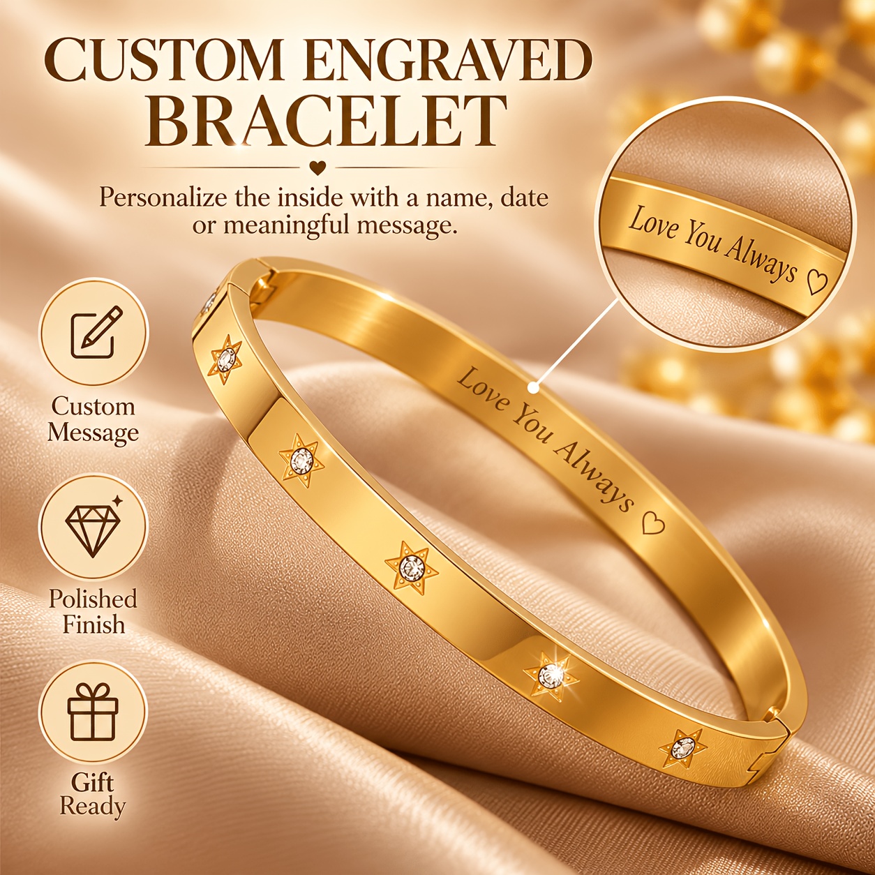 Personalized Inner Message Engraving Couple Bangles, Gift for Lovers