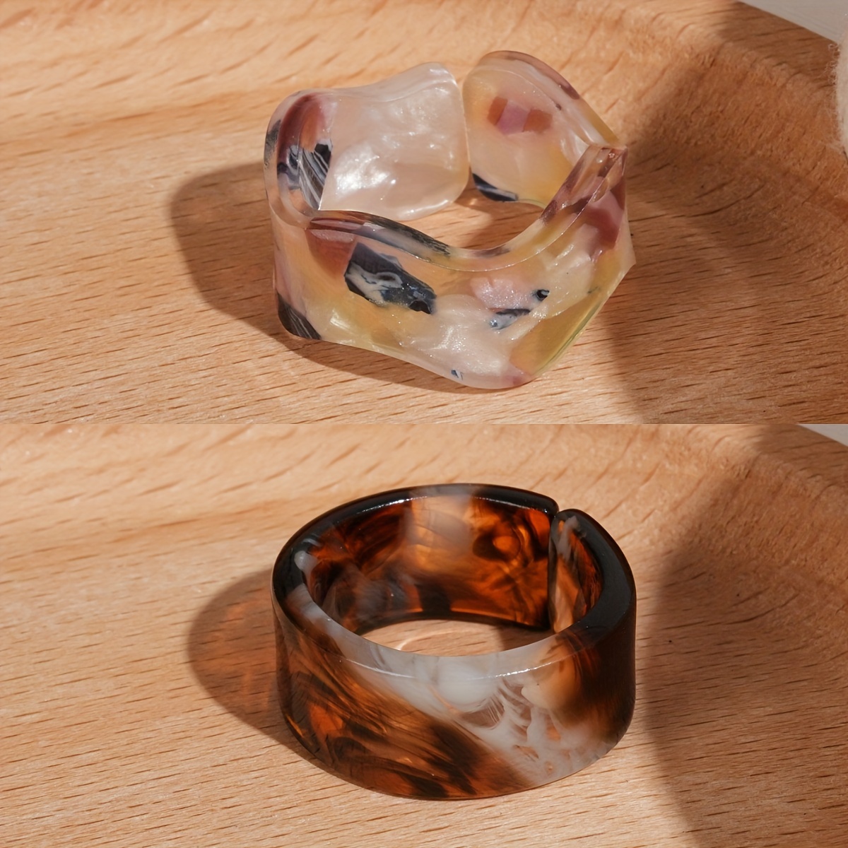 Geometric Resin Open Rings Set + All Match Rings Set