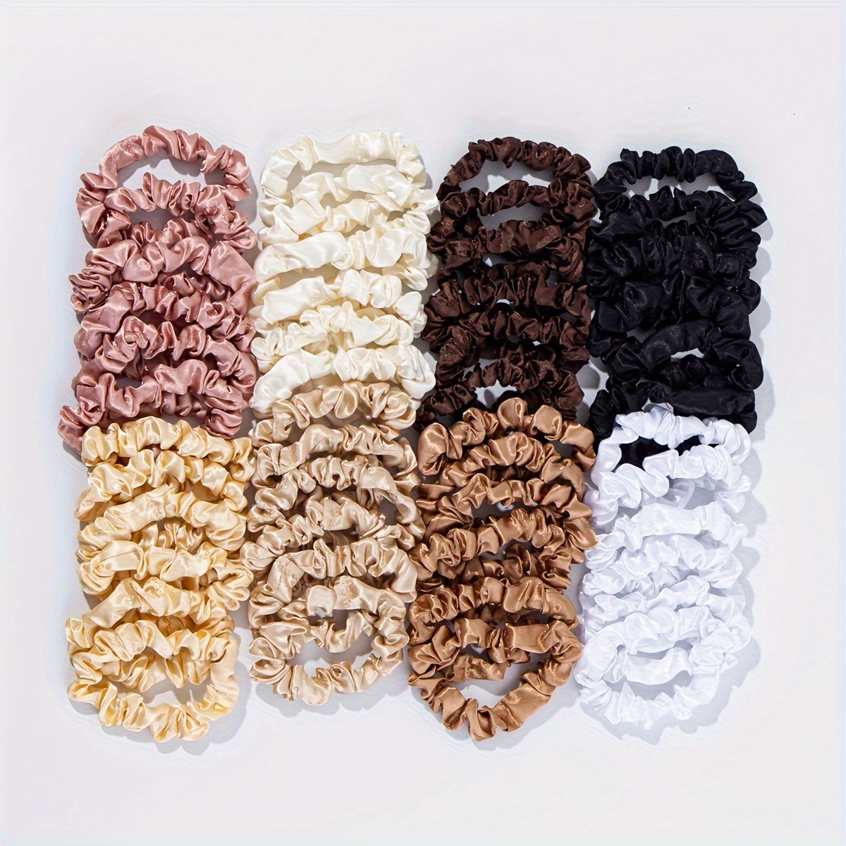 

48pcs Silky Scrunchies Solid Color Hair Tie Simple Style Hair Rope Elastic Ponytail Holder Hair Accessories For Women