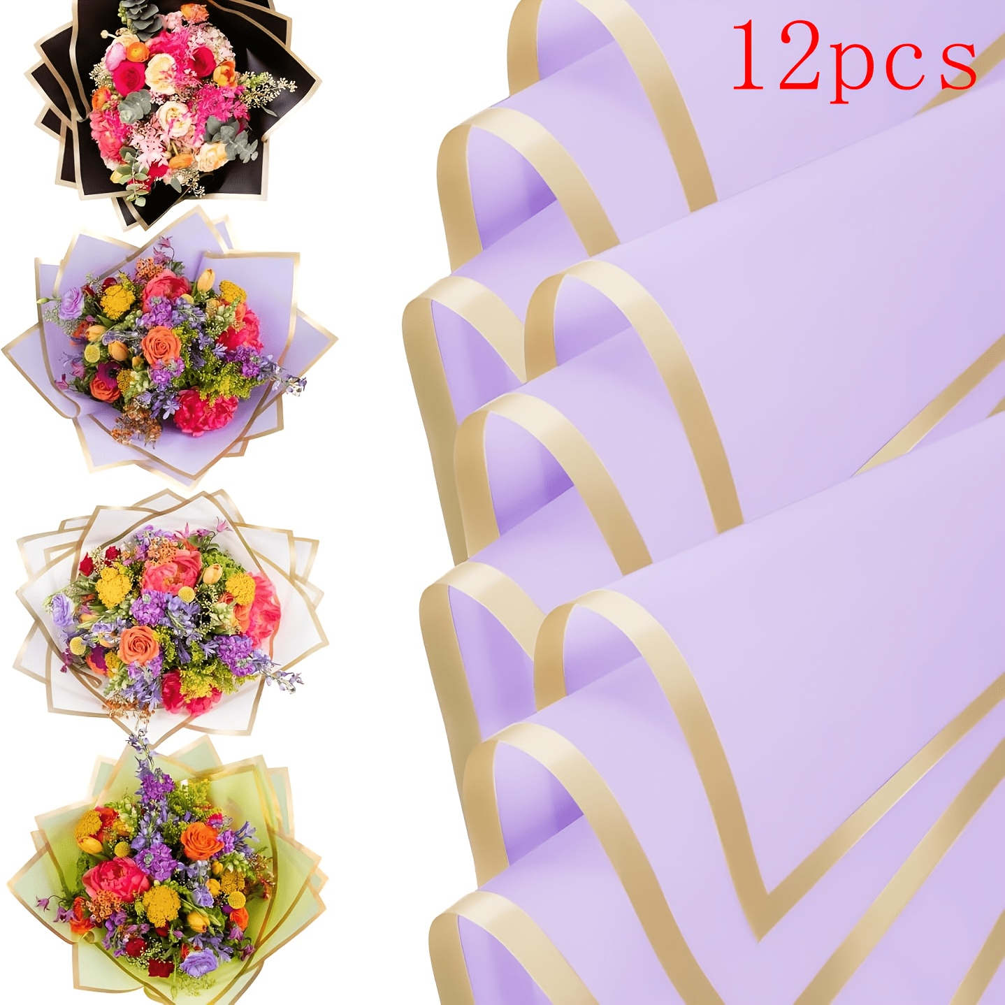 E-shop 12 Blatt Wasserdichtes Rosa Blumen Geschenkpapier zum Geschenkeverpacken für Hochzeit, Geburtstag, Valentinstag, Muttertag, Blumenstrauß,