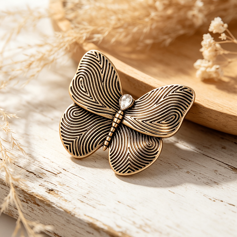 TEMU A Retro Lady's Fingerprint Brooch With -dimensional Wave , With Transparent Glass. A Stylish And Exquisite Brooch For Men And Women, Suitable As