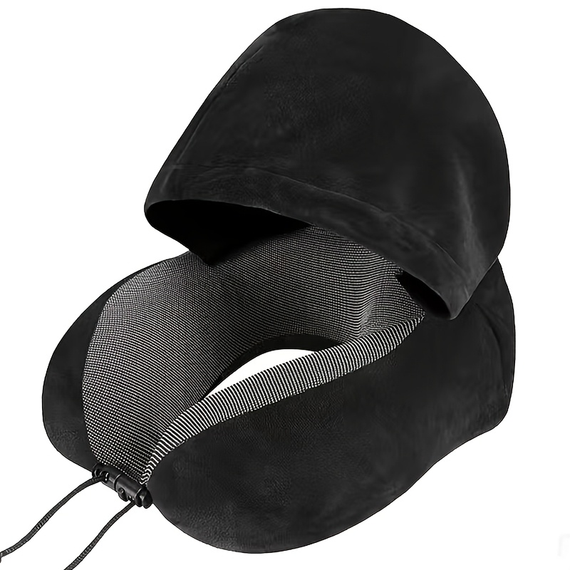 TEMU Skin-friendly Portable Hat U-shaped Pillow Office Nap Neck Pillow Airplane Travel Blackout Headscarf Hat Hooded U-shaped Pillow