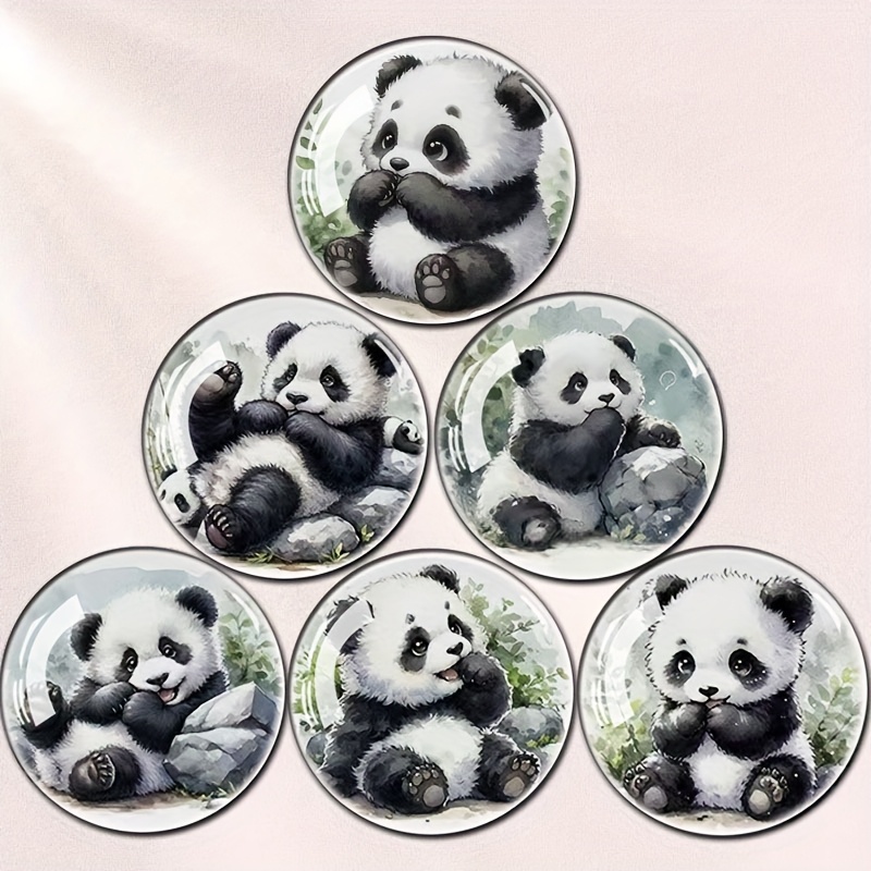 TEMU 6pcs Cute Panda Large 3d Relief Glass Fridge Magnets Art Fridge Stickers For Kitchen Office And Home Decor Whiteboard Storage Cabinet Cupboard