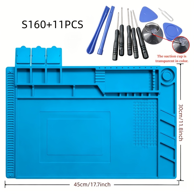 TEMU Upgraded S160+ 11pcs Magnetic High-temperature Resistant Workbench Part Adhesive Pad- Non-slip, Anti-static Pad, Maintenance And Insulation Pad.