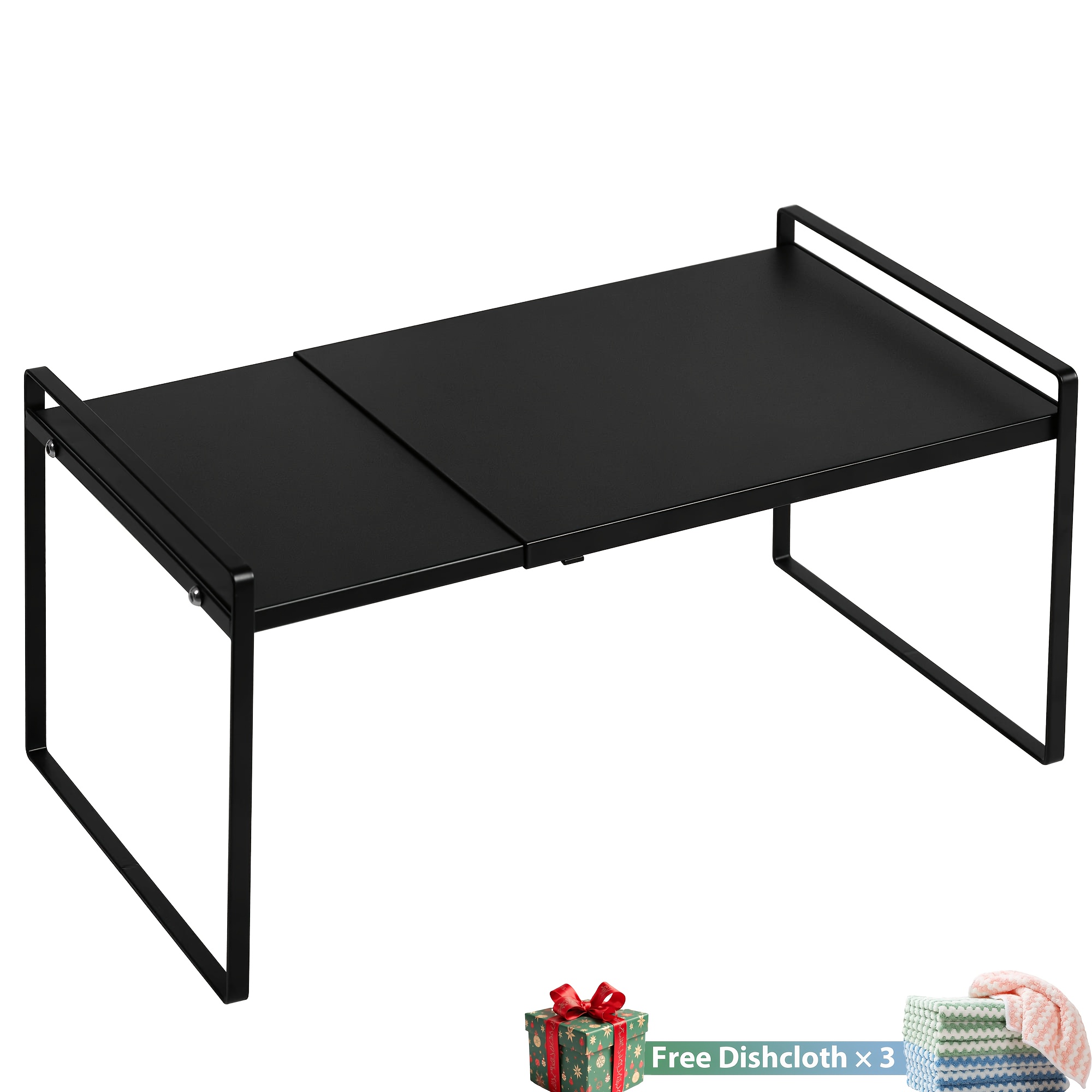 TEMU 2-tier Expandable Kitchen Shelf Rack Cabinet Organizer, Width Extendable 37-60cm, Suitable For Kitchen Pantry Cabinet Under Sink Countertop