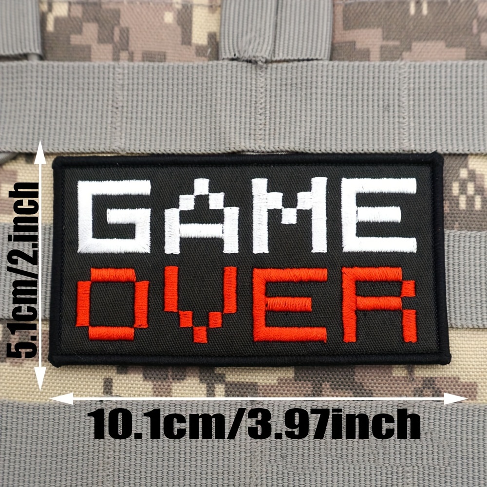 Fun Game Over Hook-back Embroidered Fabric Patch, Suitable For Embroidered Patches To Vests, Backpack Straps, Hats, And Clothing. An For Repairs, Decorative Upgrades, Or As A Thoughtful Birthday Gift