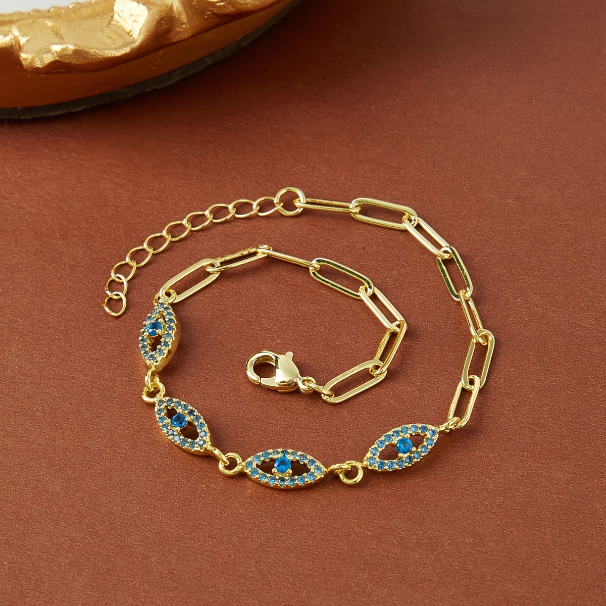 Women's Elegant Evil Eye Synthetic Zirconia Bracelet, Golden Gift