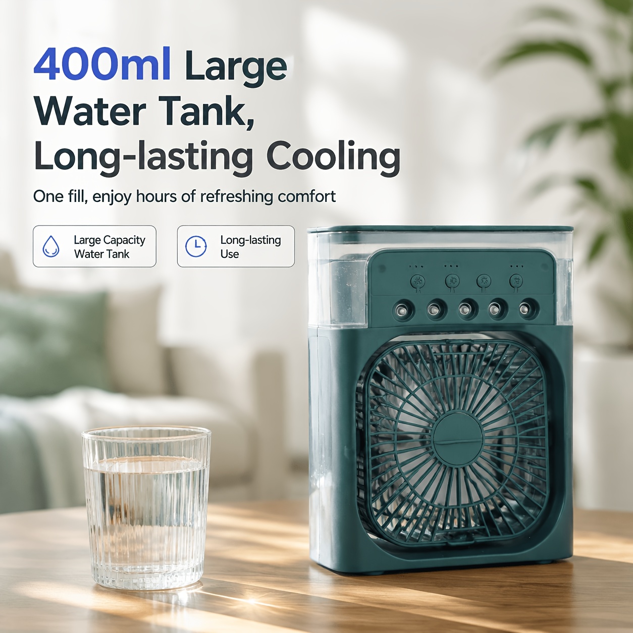 TEMU 5-hole Mist Air Circulation Fan | Utilizing Atomization Technology, Of Uniform Spray, Dense And . Large Capacity Transparent Water Tank