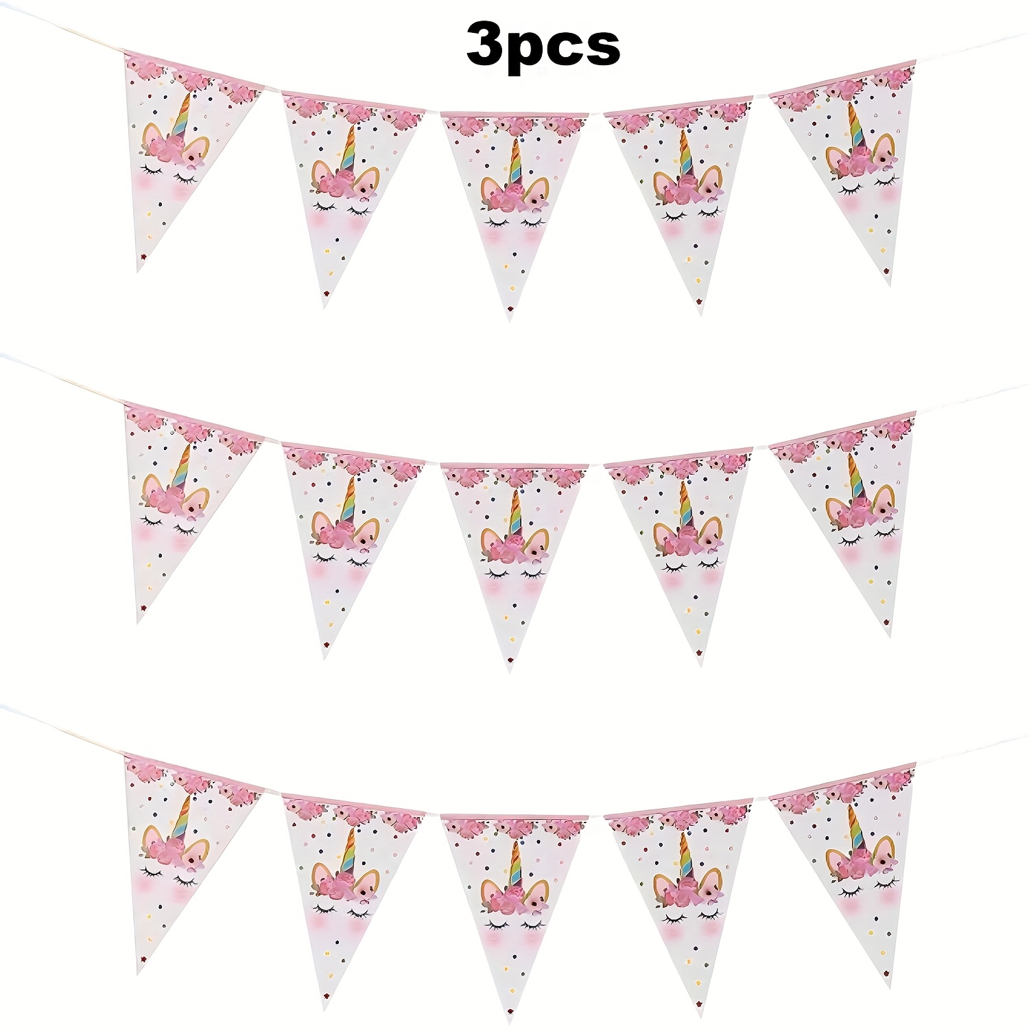 3pcs, Party Decoration Banner Flags, Pink Unicorn Triangular Themed Party Flags, Suitable For Themed Parties And Everyday Decor, Enhancing The Festive Atmosphere