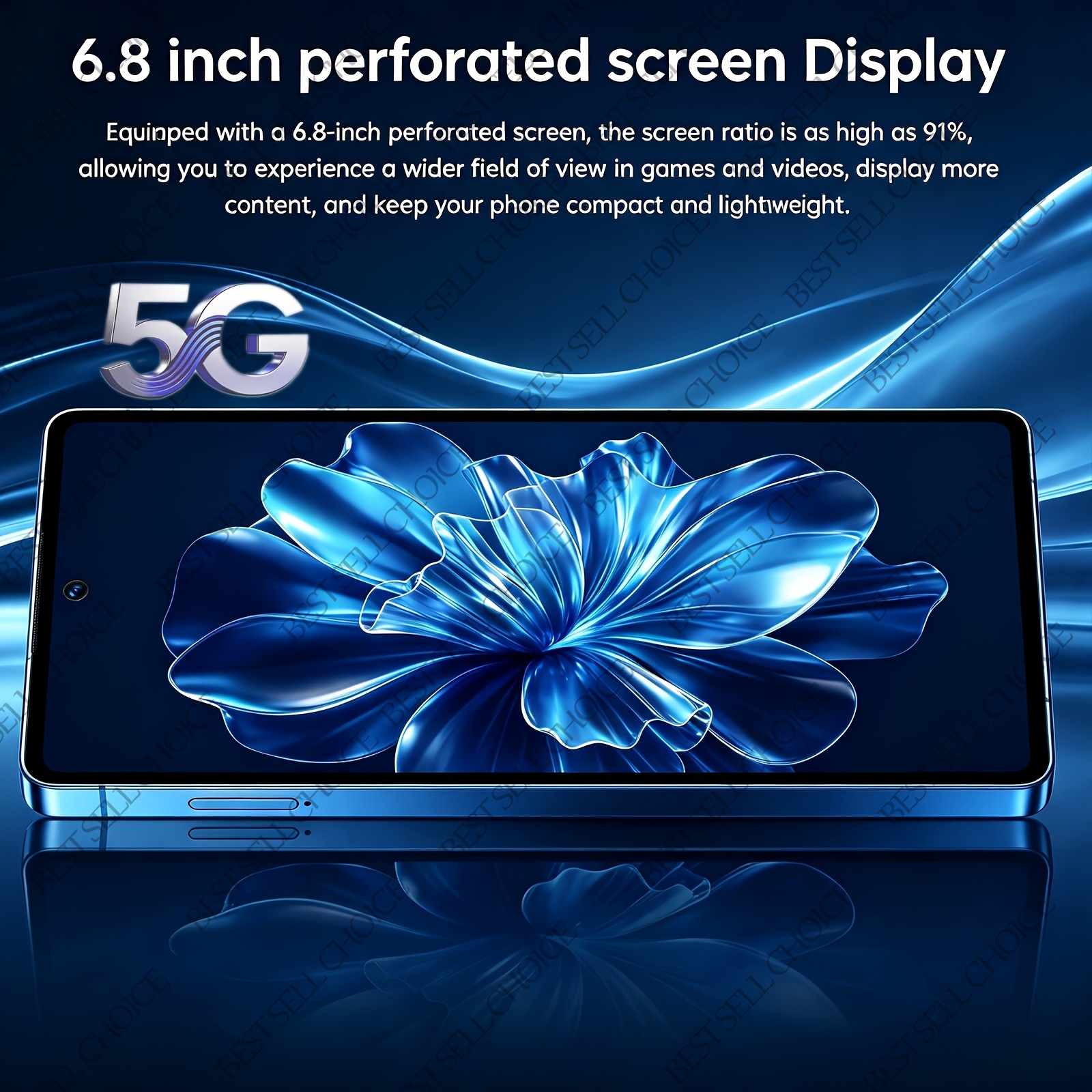 Powerful 6+64GB Unlocked 5G Cell Phone, 6.8 Inch HD Screen