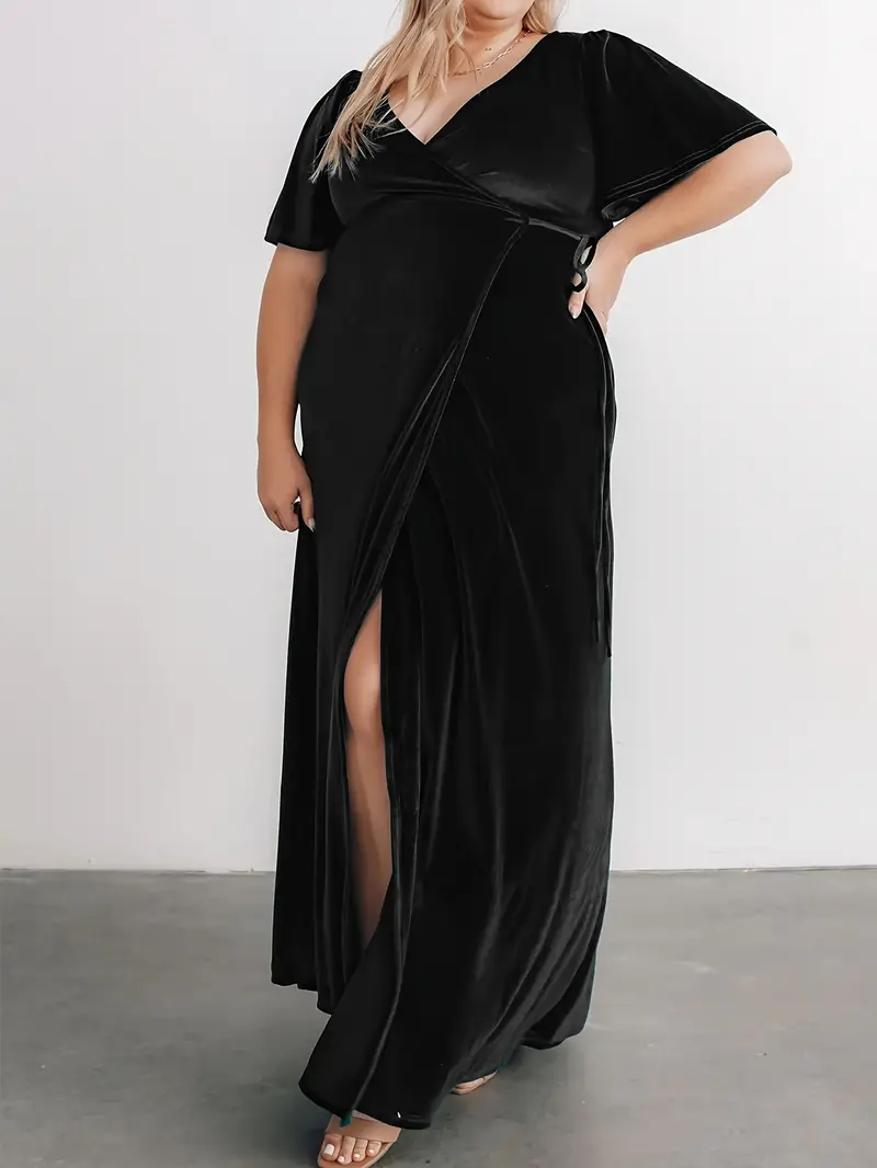 long black velvet dress plus size Black Velvet Bandeau Maxi Shift Dress
