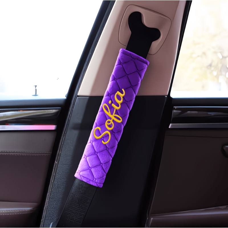 TEMU Customized Personalized Name Embroidery Car Seat Belt Shoulder Cushion, Universal For , Soft And Comfortable Protective Cover, Enhances ,