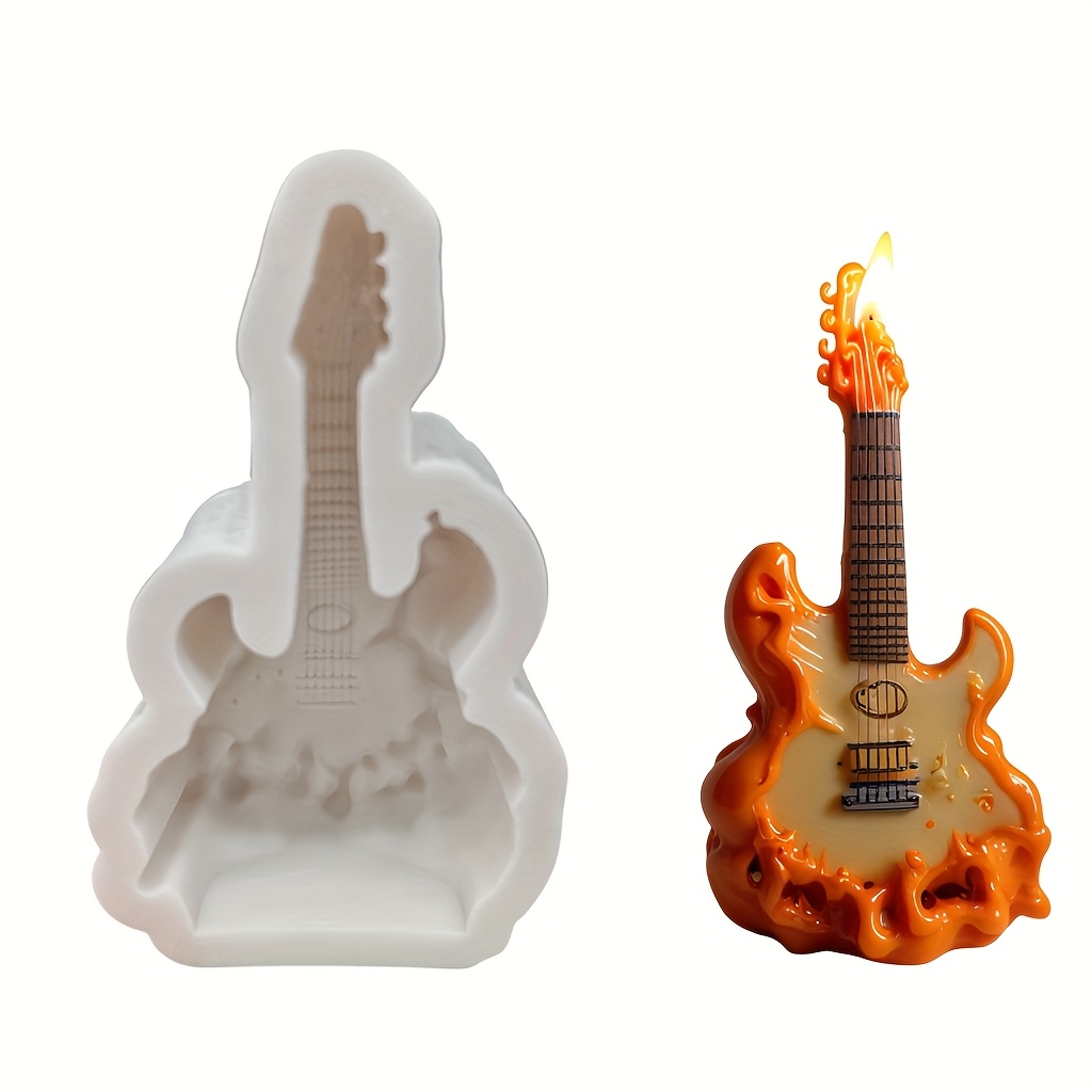 Image of Silicone Mold For Guitar, Ideal For Resin Casting And Jewelry Making, Perfect For Handmade Candles, Soaps, And Glue . Great For Occasions , Valentine's Day, Father's Day, Mother's Day, Thanksgiving