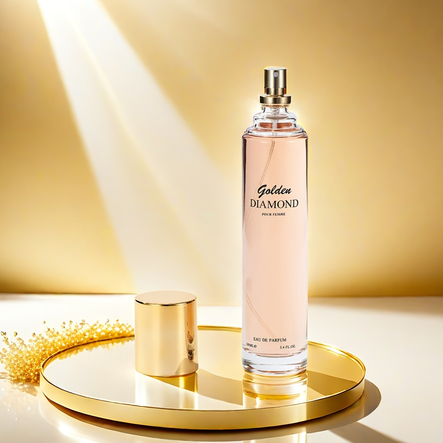 3.4oz Golden Age Luxury Women's Perfume - Golden Amber Orange Blossom Sandalwood Floral Fruity Fragrance, Long-Lasting 5-15% Concentration, Elegant Golden Bottle, Formaldehyde-Free, Perfect for Parties Dates Dinners, Mature Women's Fragrance, Vintage Perfume Bottle, Evening Wear Scent, Luxurious Perfume Design, Premium Quality Scent