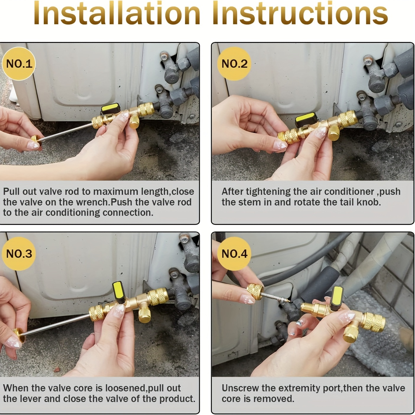 

Copper Ac Valve Core Removal Tool Set With 20 Valve Cores & 10 Brass Nuts, Hvac Repair Kit Compatible With R22 R410a R404a Systems