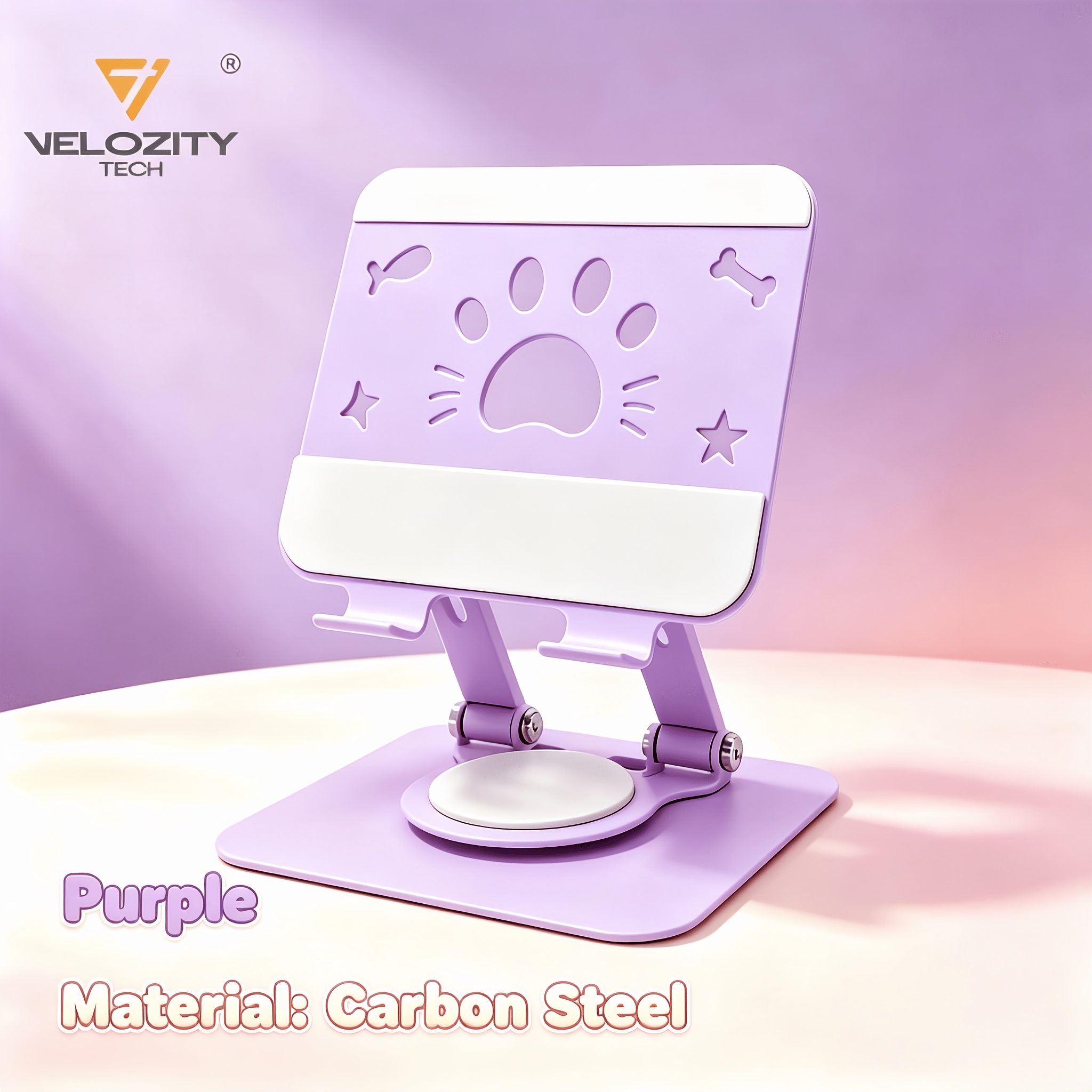 TEMU Support de tablette rotatif à 360° en métal de pour bureau, construction entièrement métallique, support robuste réglable et pliable, compatible